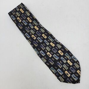 Eddie Bauer Tie Men Necktie Silk Formal Necktie Geo Diamond USA‎ Made Blue Adult